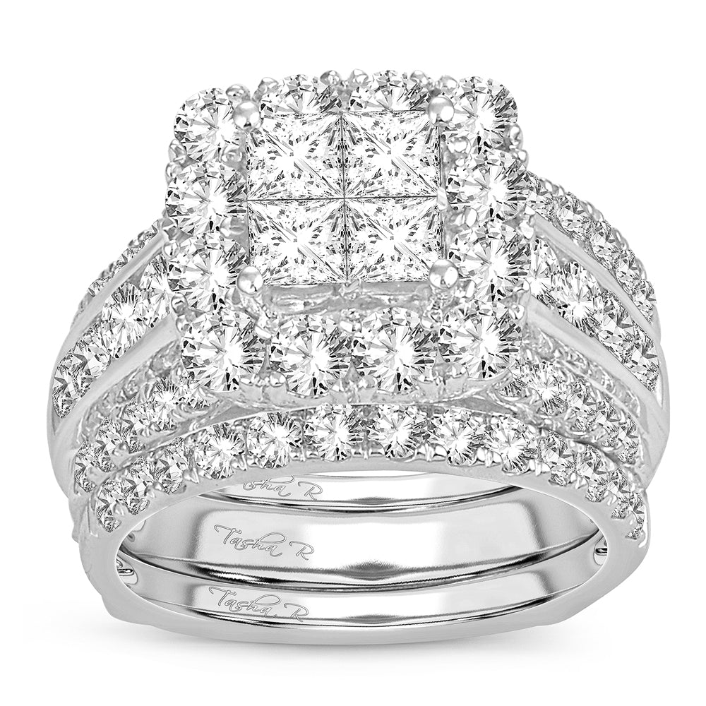 14k White Gold 4CT Lab Diamond Bridal Ring Brilliance