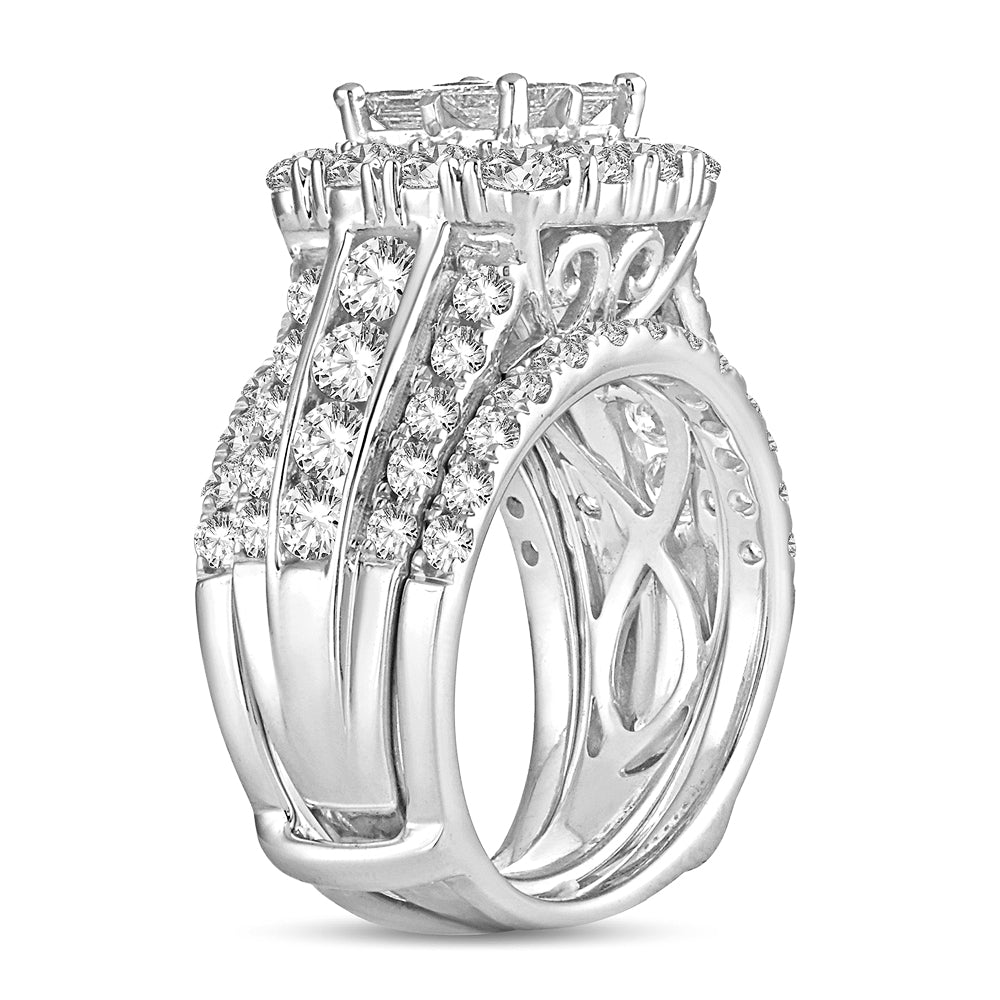 14k White Gold 4CT Lab Diamond Bridal Ring Brilliance