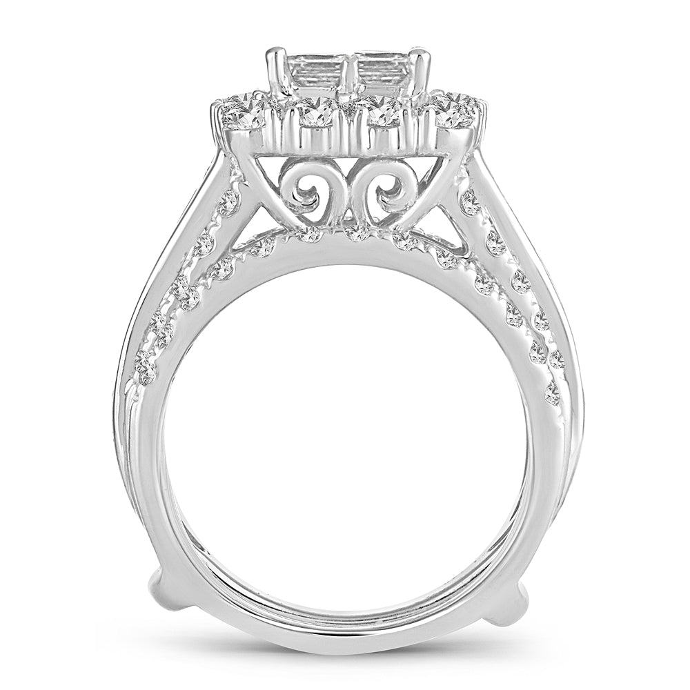 14k White Gold 4CT Lab Diamond Bridal Ring Brilliance