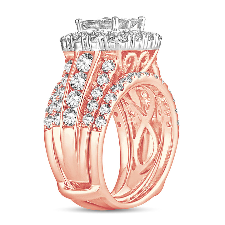 Romantic 14k Rose Gold Lab Diamond Bridal Ring 4CT