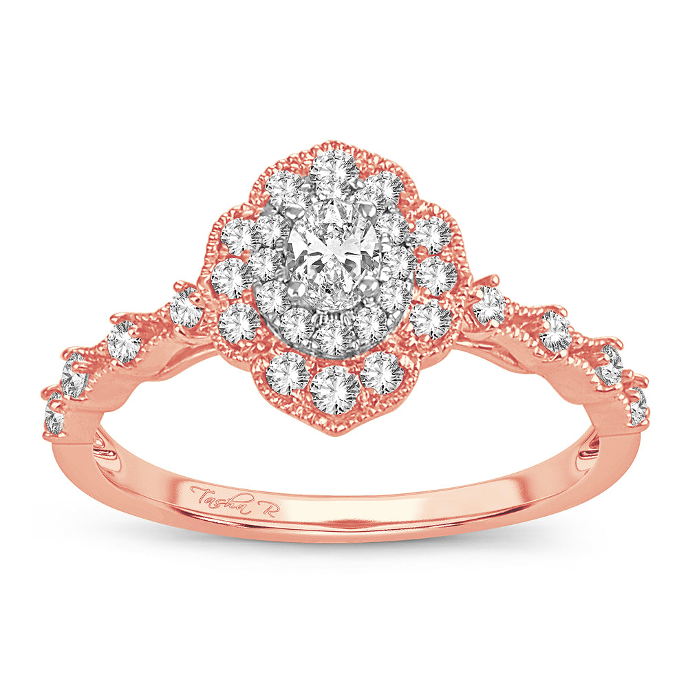 Romantic 14k Rose Gold Lab Diamond Engagement Ring (0.50 CT)