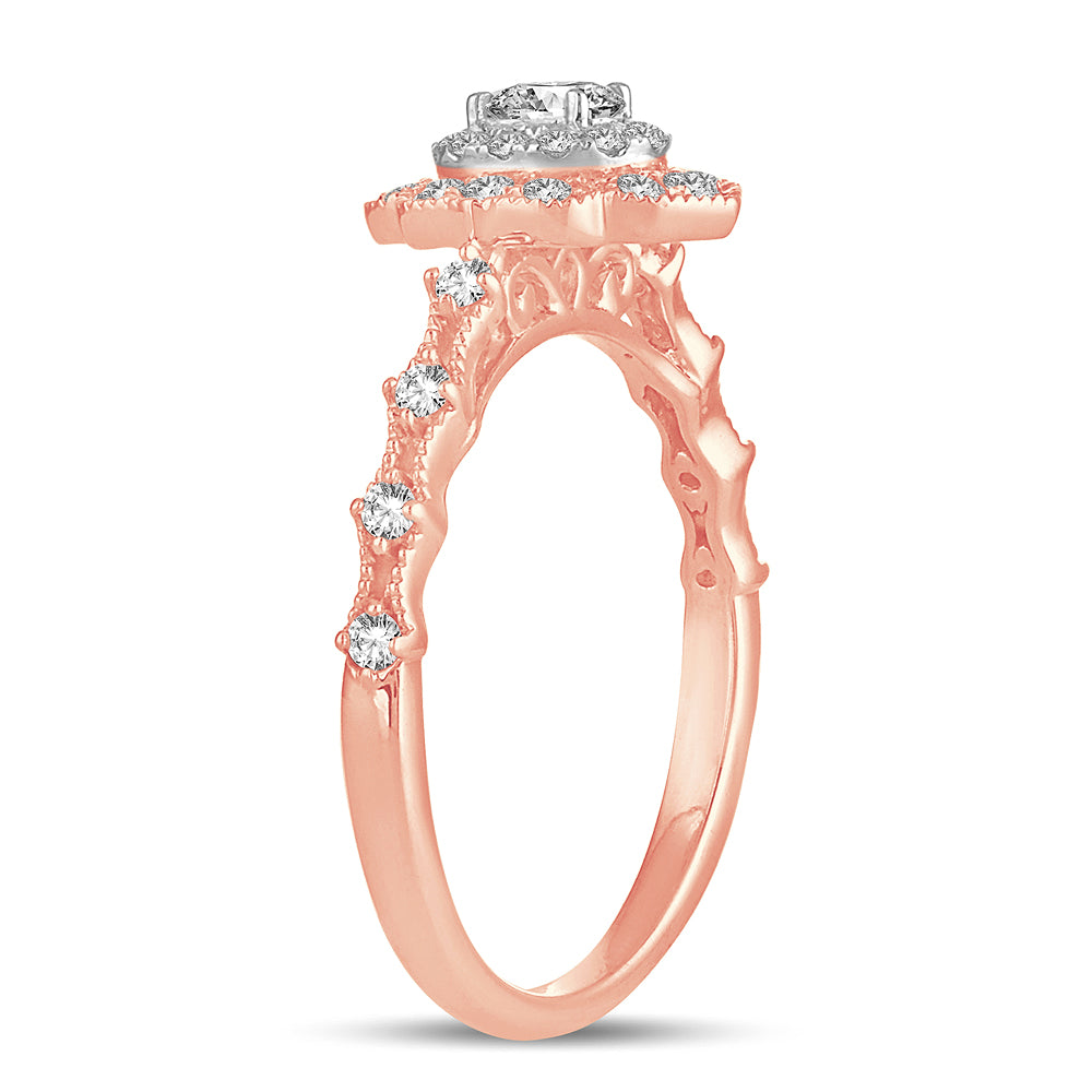 Romantic 14k Rose Gold Lab Diamond Engagement Ring (0.50 CT)