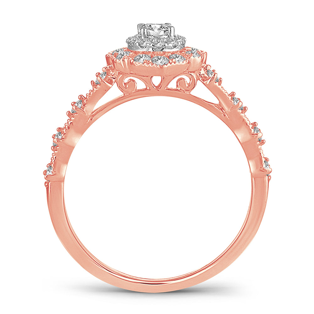 Romantic 14k Rose Gold Lab Diamond Engagement Ring (0.50 CT)