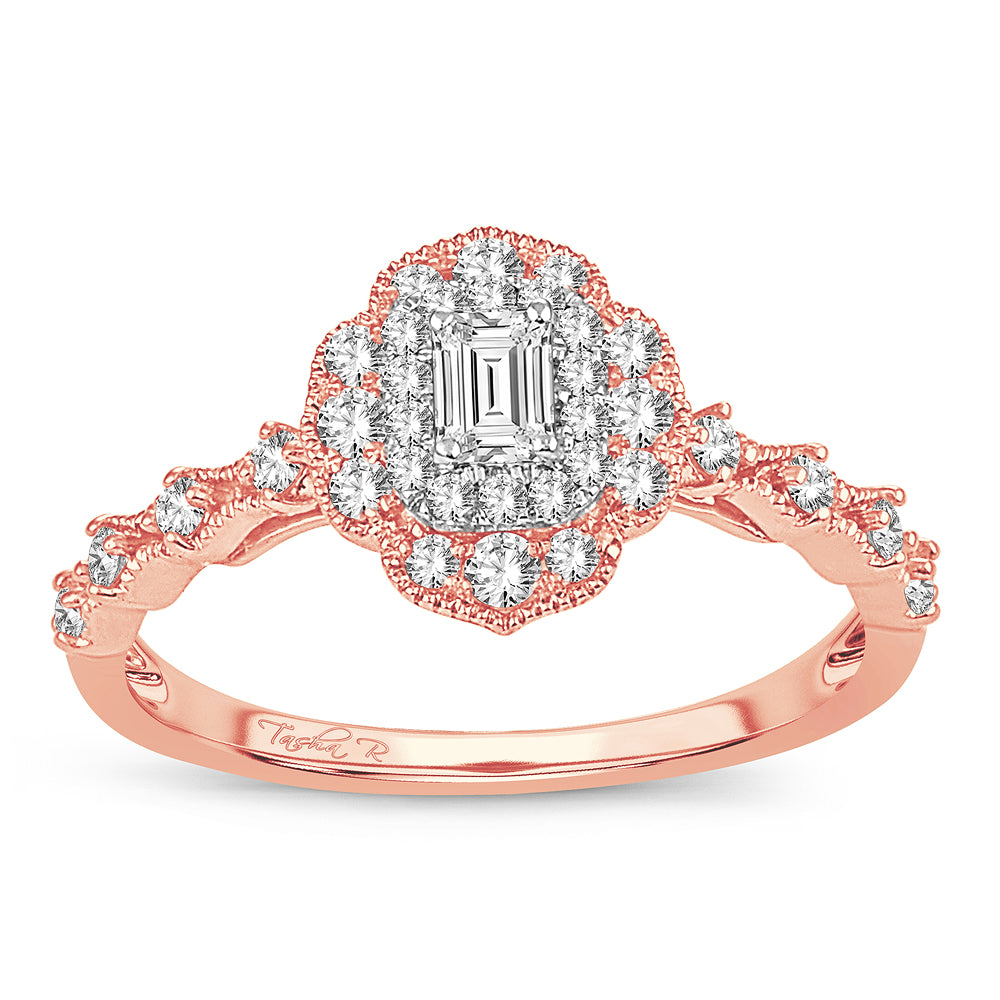 Romantic 14k Rose Gold Lab Diamond Engagement Ring (0.50 CT)