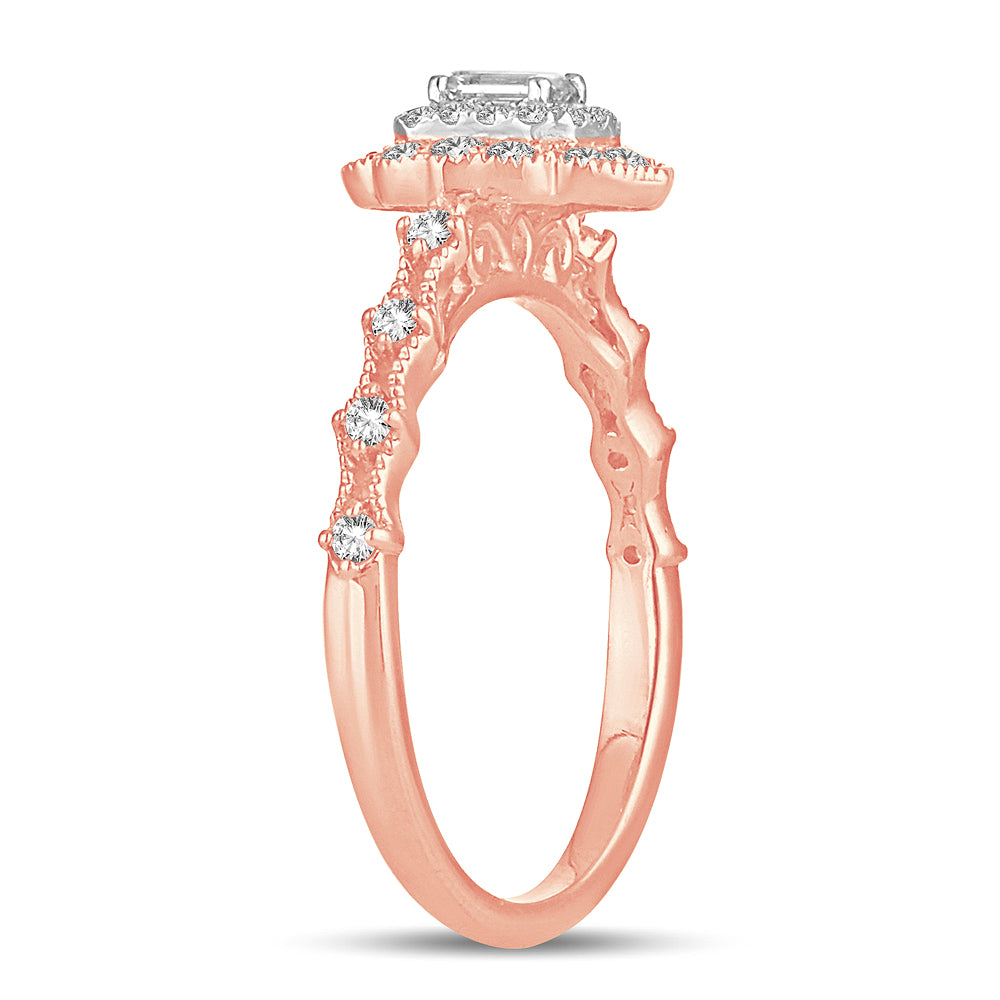 Romantic 14k Rose Gold Lab Diamond Engagement Ring (0.50 CT)