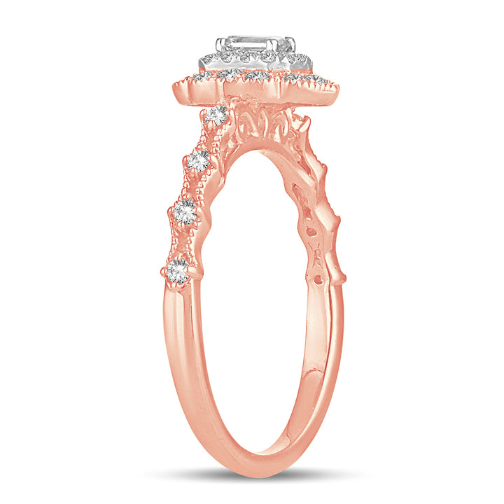 Romantic 14k Rose Gold Lab Diamond Engagement Ring (0.50 CT)