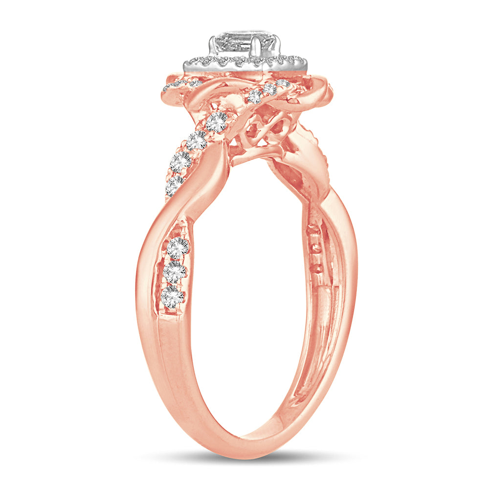 Romantic 14k Rose Gold Lab Diamond Engagement Ring (0.50CT)
