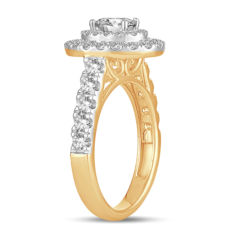 Brilliant 14k Yellow Gold 1.50CT Lab Diamond Engagement Ring
