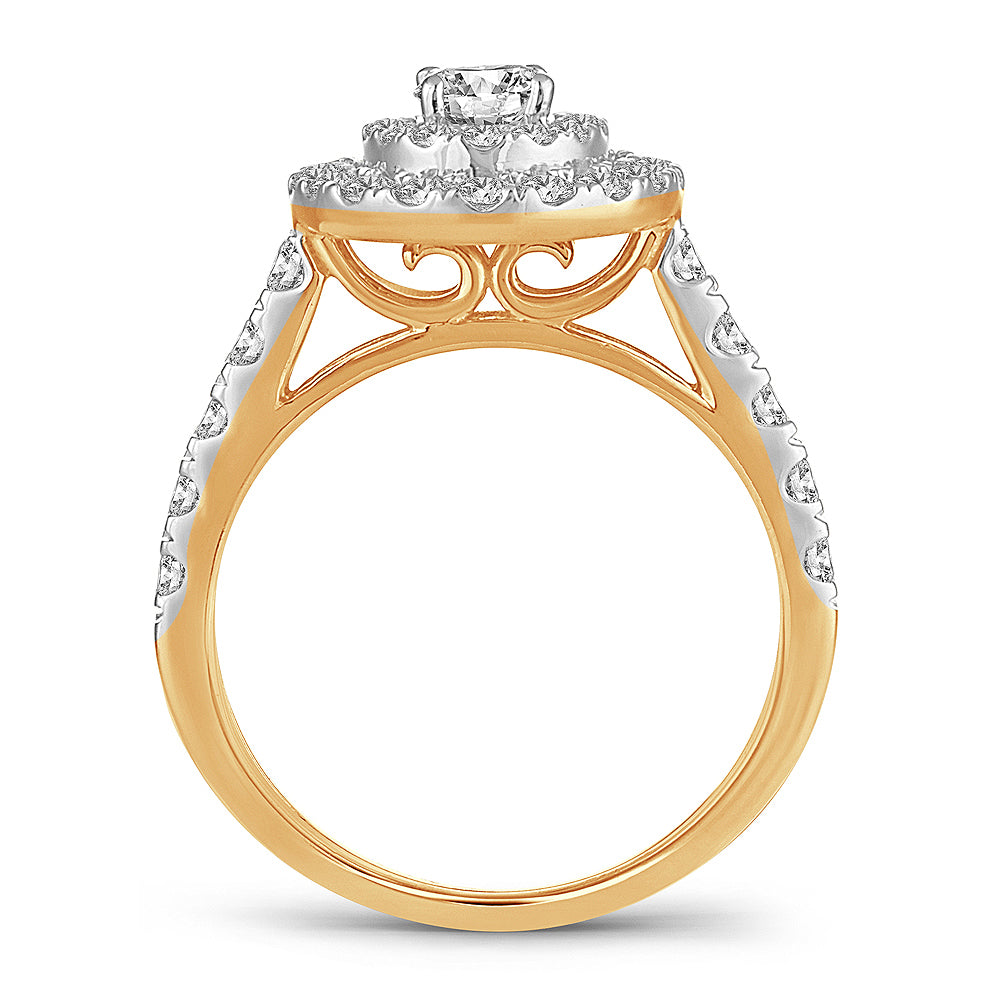 Brilliant 14k Yellow Gold 1.50CT Lab Diamond Engagement Ring