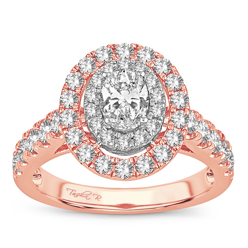 Romantic 14k Rose Gold 1.50CT Diamond Engagement Ring