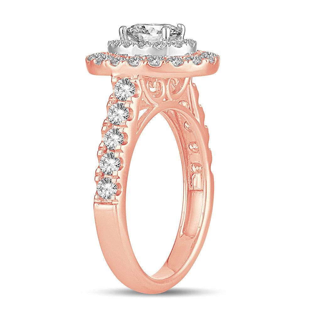 Romantic 14k Rose Gold Lab Diamond Engagement Ring 1.50CT