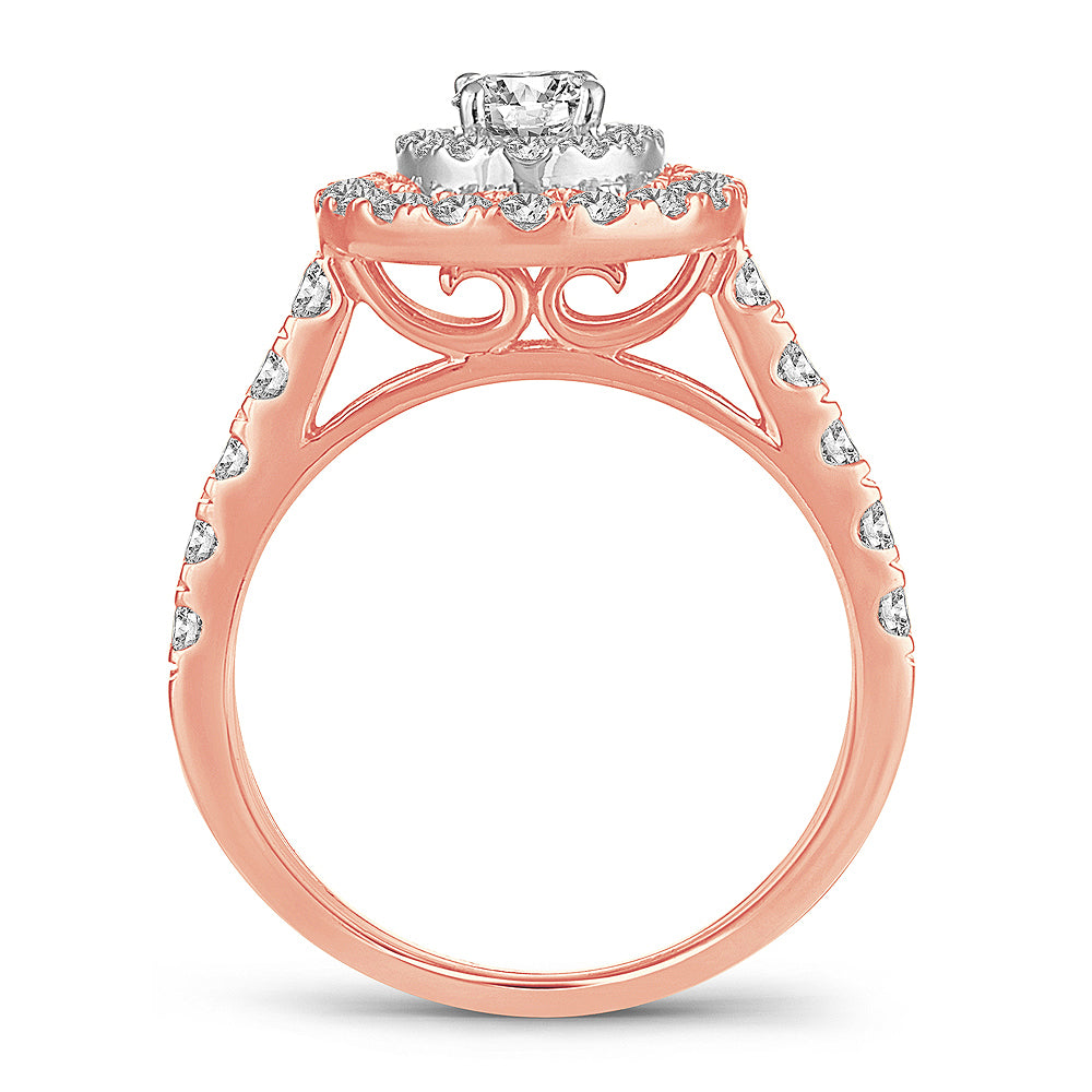 Romantic 14k Rose Gold Lab Diamond Engagement Ring 1.50CT