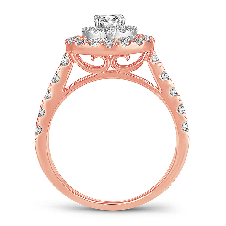 Romantic 14k Rose Gold Lab Diamond Engagement Ring 1.50CT