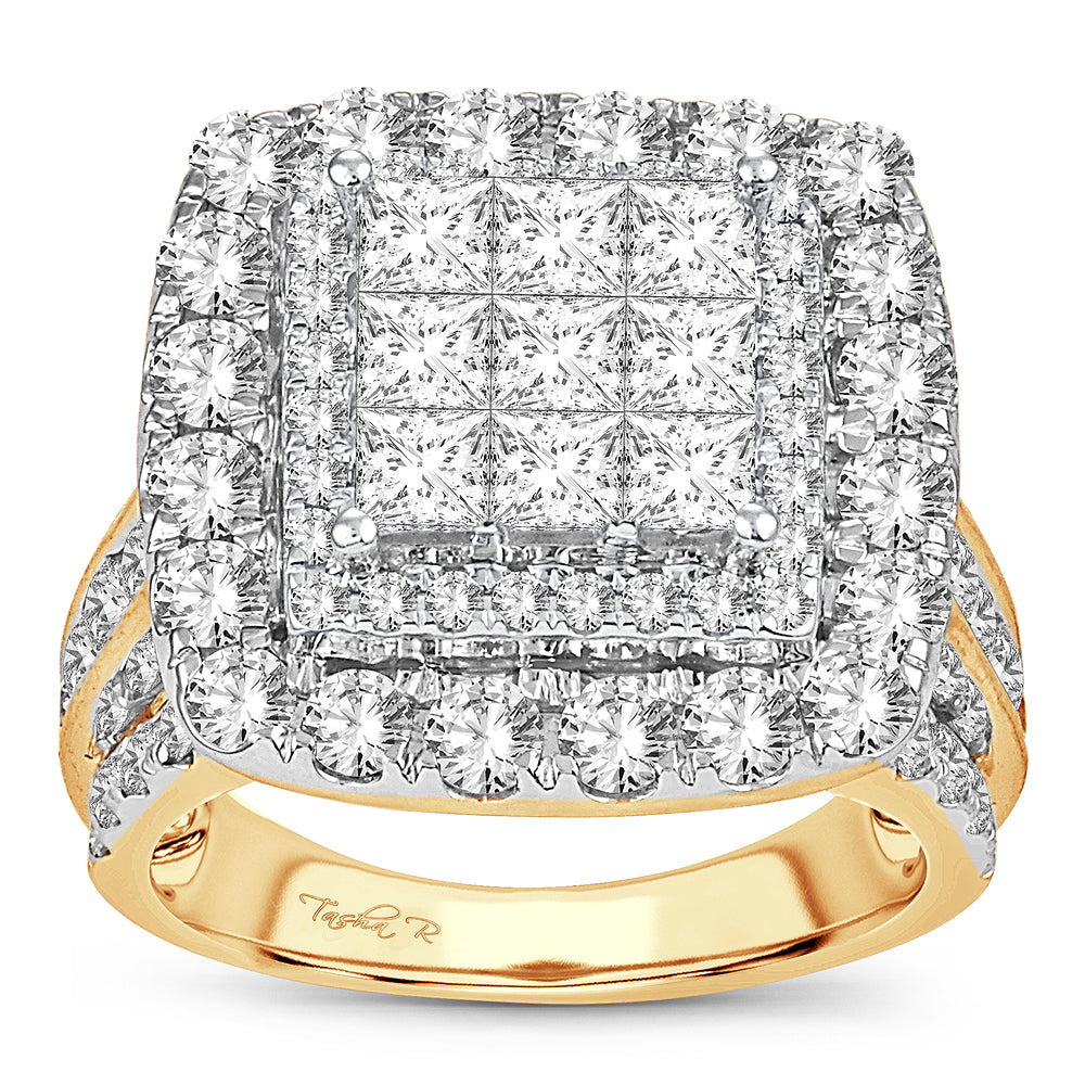 Brilliant 14k Yellow Gold 4CT Lab Diamond Bridal Ring