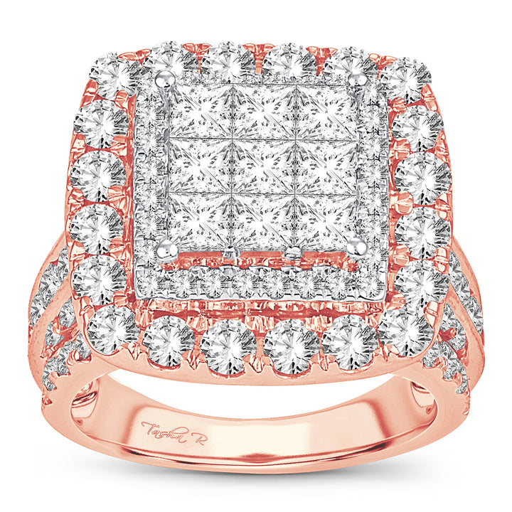 Romantic 14k Rose Gold 4CT Lab Diamond Bridal Ring