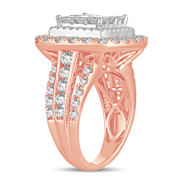 Romantic 14k Rose Gold 4CT Lab Diamond Bridal Ring