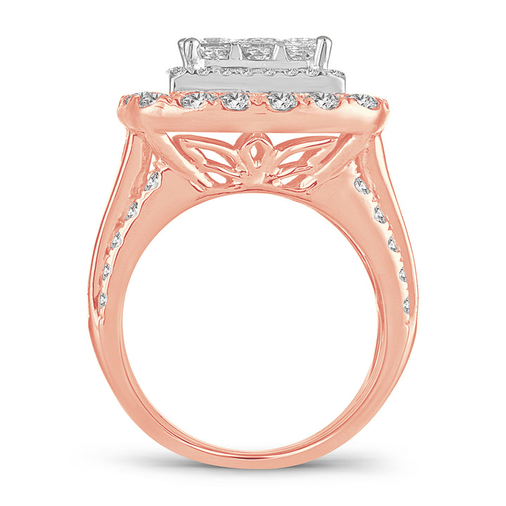 Romantic 14k Rose Gold 4CT Lab Diamond Bridal Ring