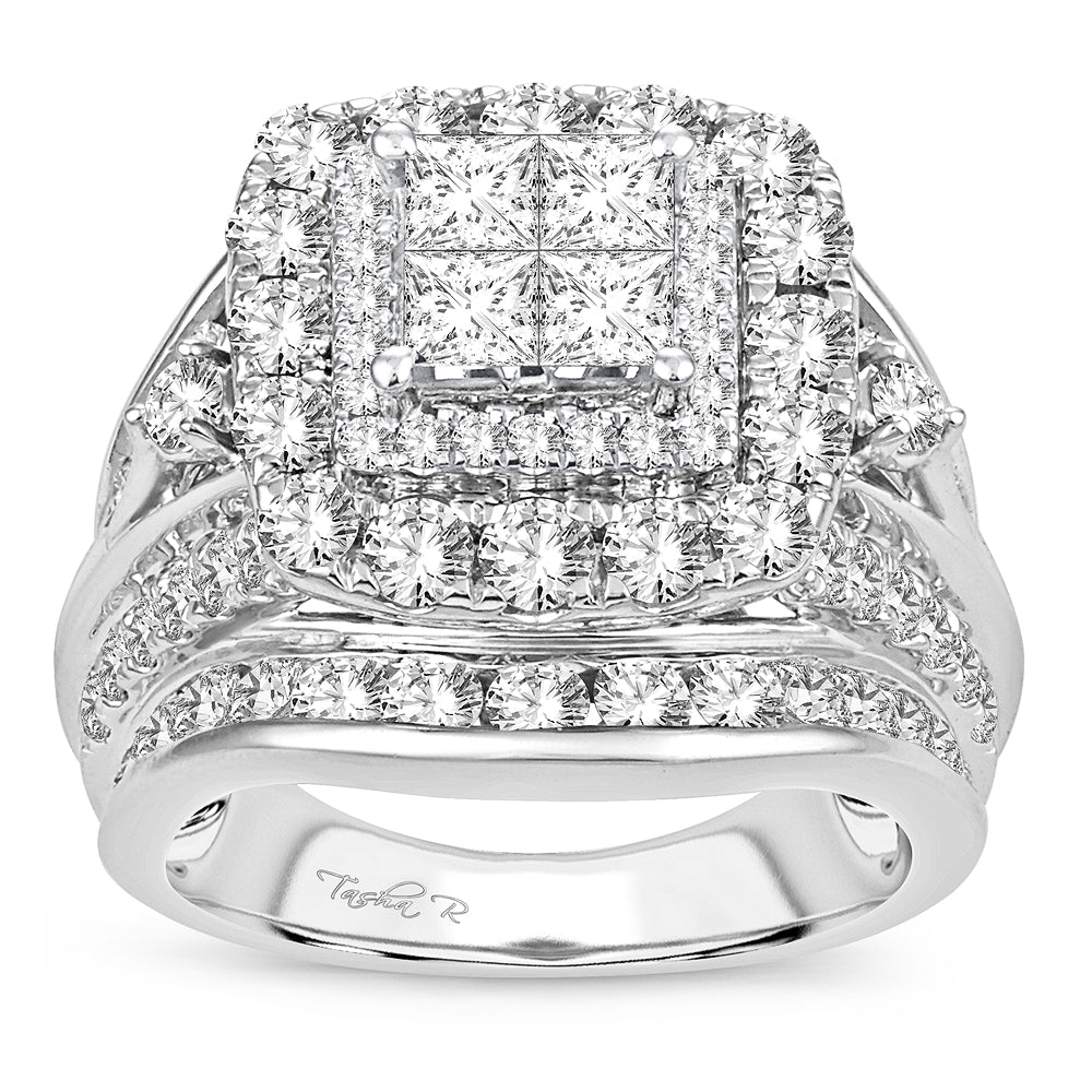 Brilliant 14k White Gold 4CT Lab Diamond Bridal Ring