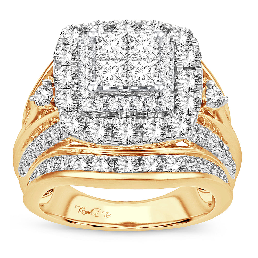 Brilliant 14k Yellow Gold 4CT Lab Diamond Bridal Ring