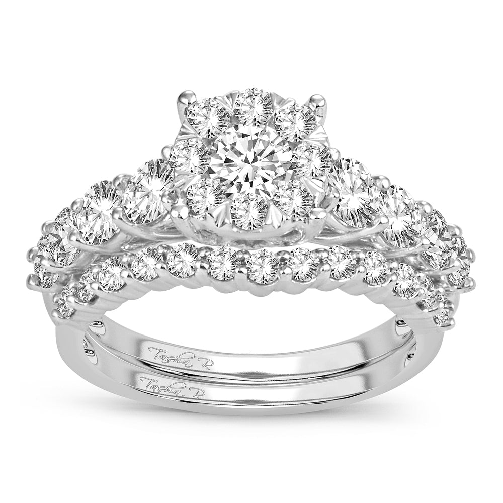 Brilliant 14k White Gold 2CT Lab Diamond Bridal Ring Set