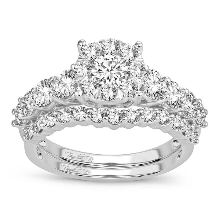 Brilliant 14k White Gold 2CT Lab Diamond Bridal Ring Set
