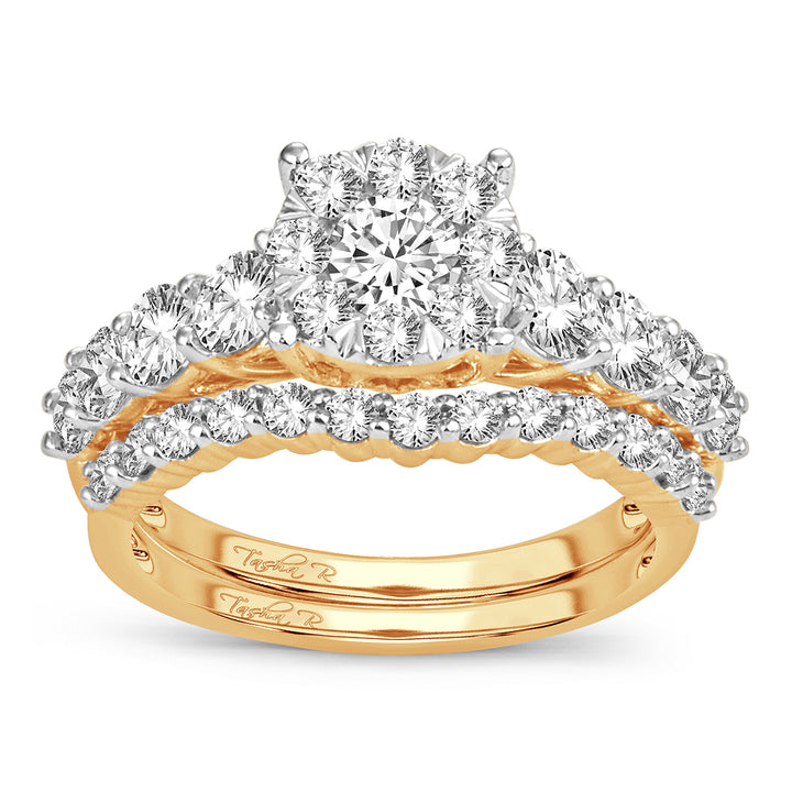 14k Yellow Gold 2CT Lab Diamond Bridal Ring Set
