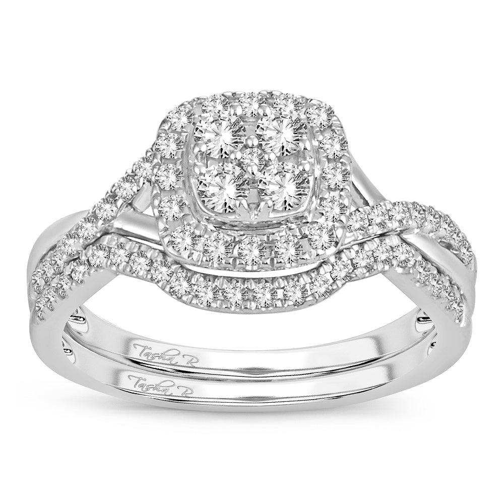 Luminous 14k White Gold Lab Diamond Bridal Ring Set