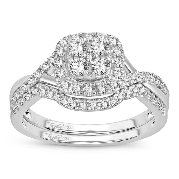 Luminous 14k White Gold Lab Diamond Bridal Ring Set