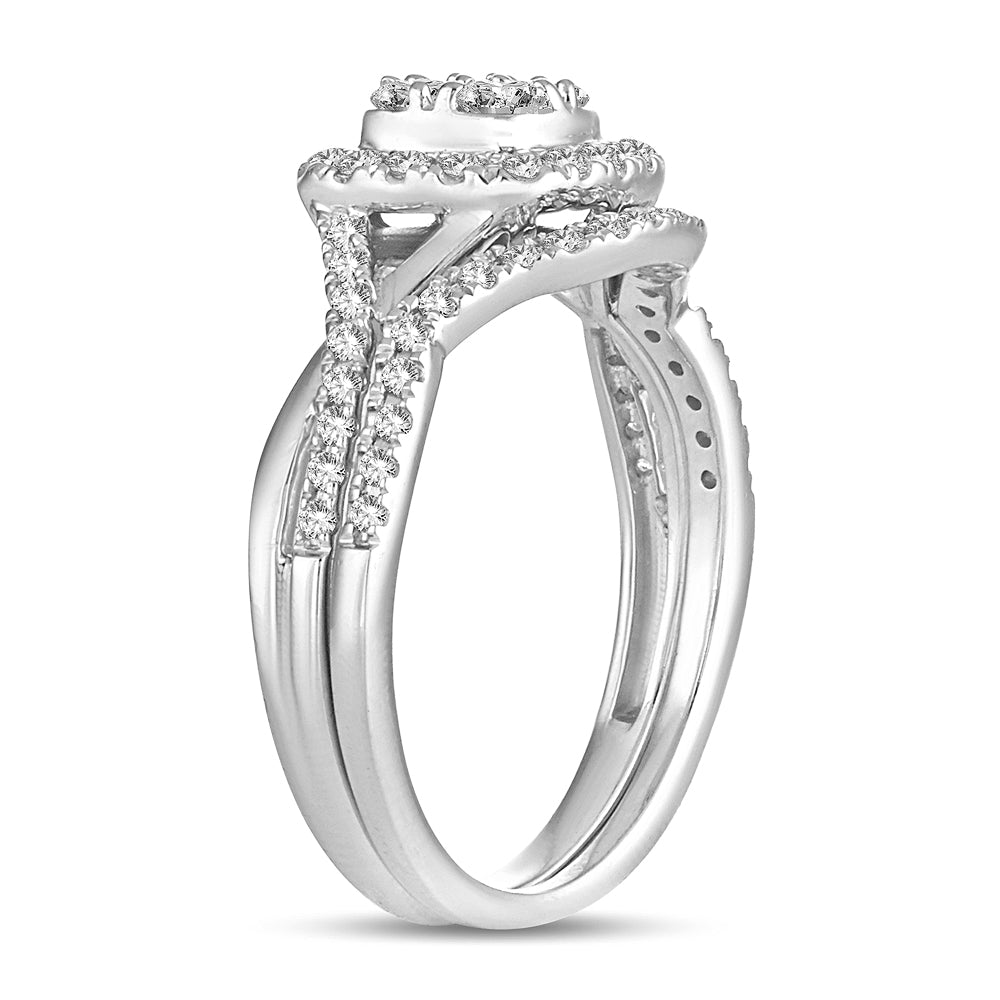 Luminous 14k White Gold Lab Diamond Bridal Ring Set