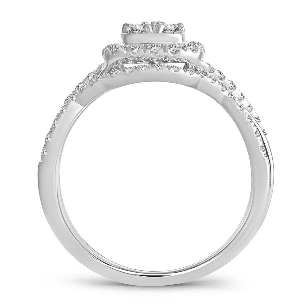 Luminous 14k White Gold Lab Diamond Bridal Ring Set