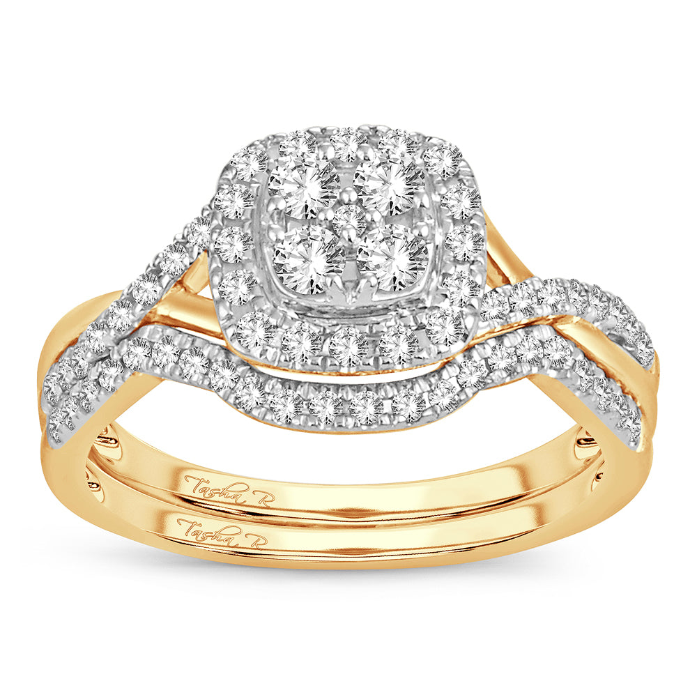 14K Yellow Gold Lab Diamond Bridal Set - Timeless Romance