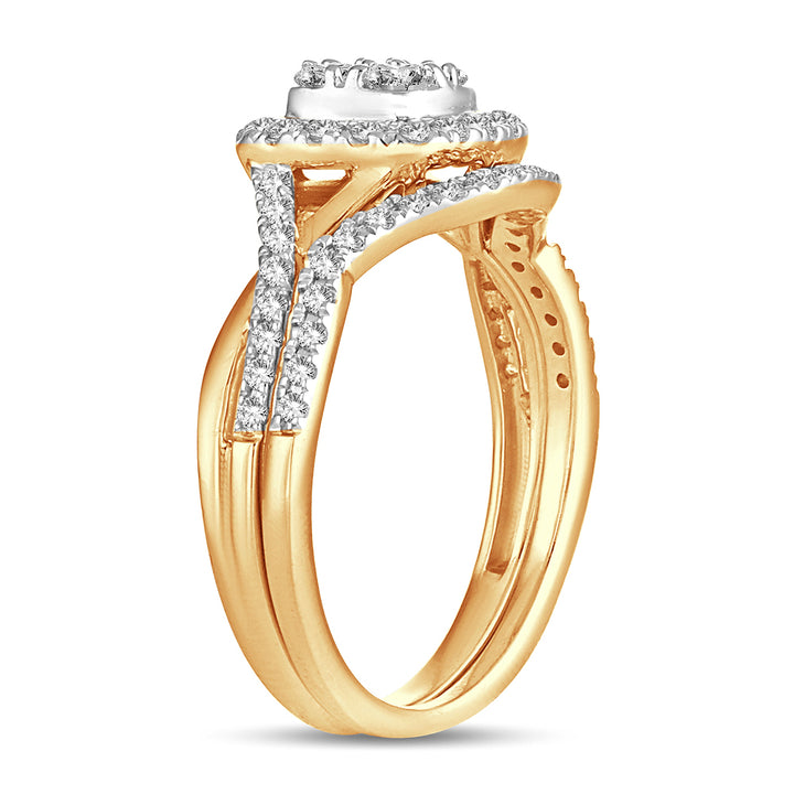 14K Yellow Gold Lab Diamond Bridal Set - Timeless Romance