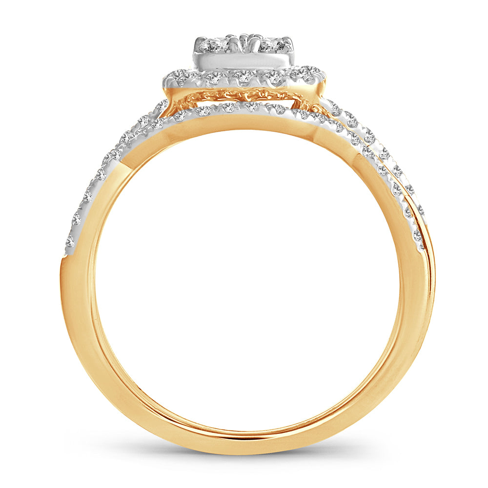 14K Yellow Gold Lab Diamond Bridal Set - Timeless Romance