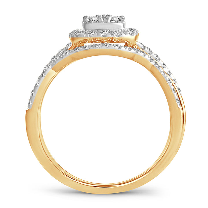 14K Yellow Gold Lab Diamond Bridal Set - Timeless Romance