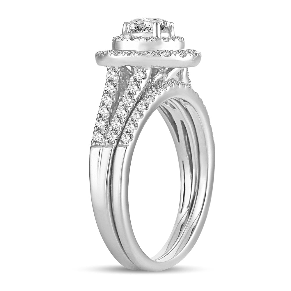 Luminous 14k White Gold Lab Diamond Bridal Ring Set