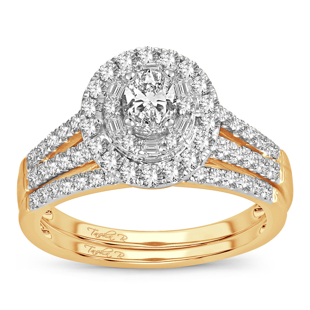 14k Yellow Gold 1CT Lab Diamond Bridal Ring Set Elegance