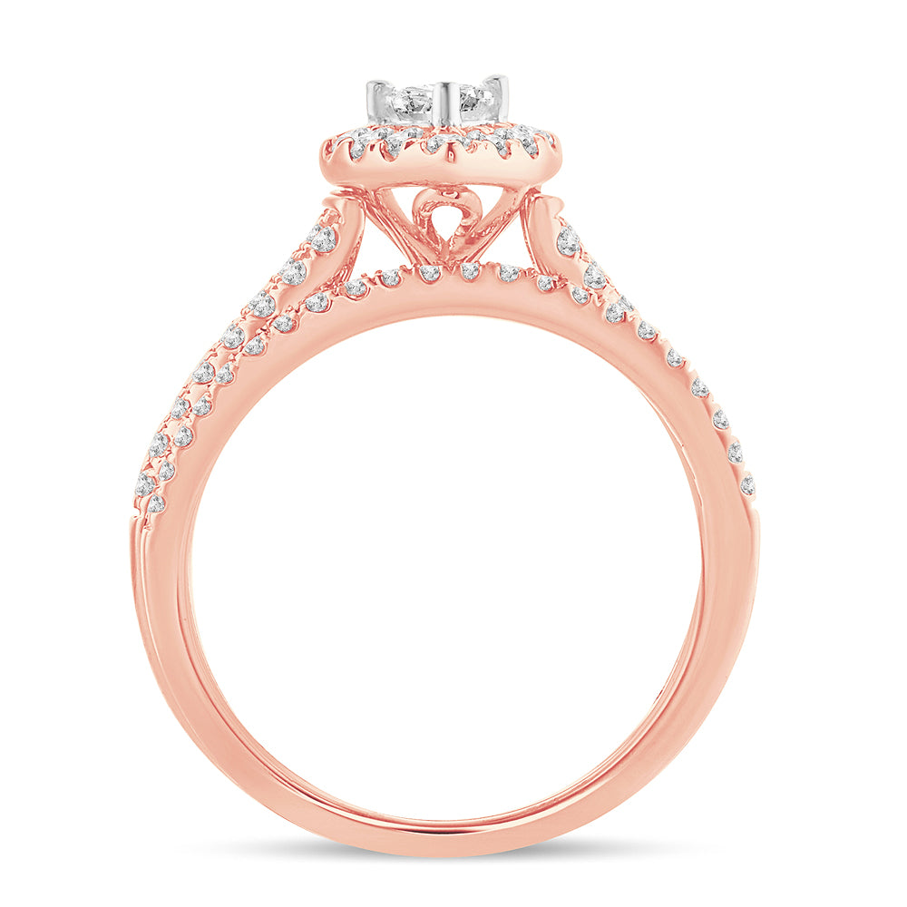 Romantic 14k Rose Gold 1CT Lab Diamond Engagement Ring