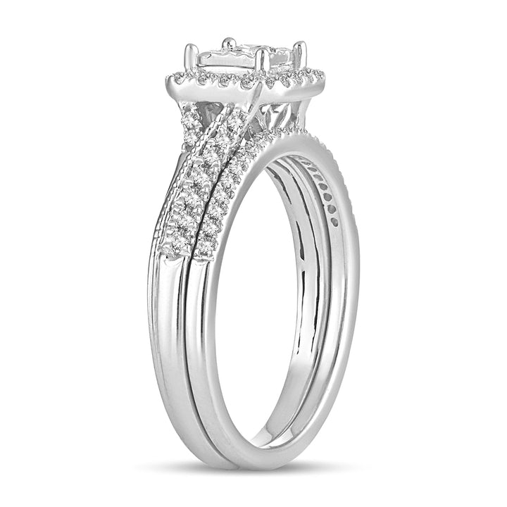Sparkling 14k White Gold 0.50CT Lab Diamond Bridal Ring Set