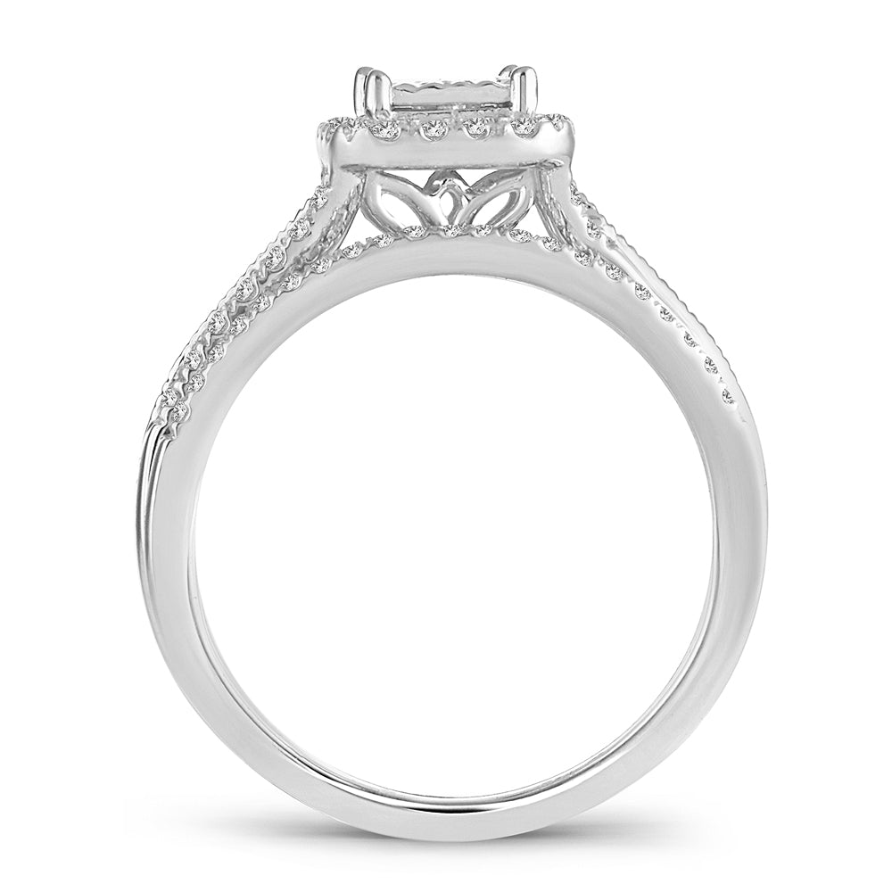 Sparkling 14k White Gold 0.50CT Lab Diamond Bridal Ring Set