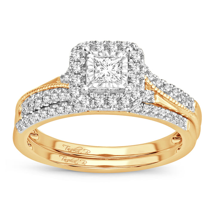 14k Yellow Gold Lab Diamond Bridal Ring Set 0.50CT