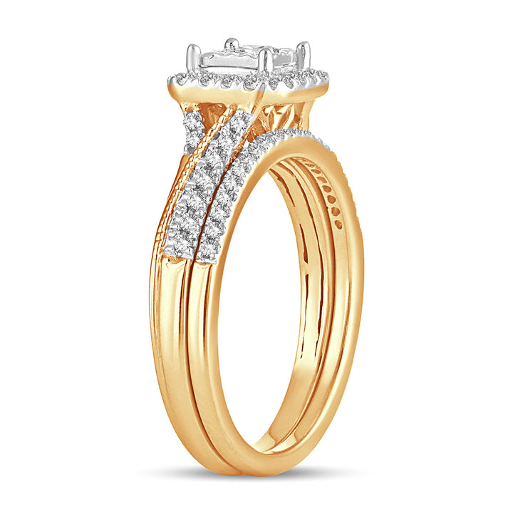 14k Yellow Gold Lab Diamond Bridal Ring Set 0.50CT