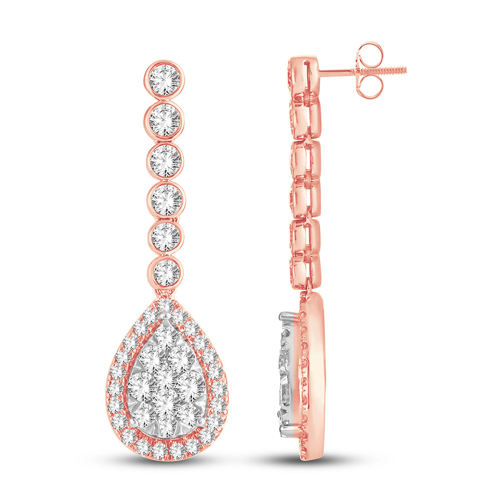Romantic Rose Gold Lab Diamond Stud Earrings - 3.01CT Brilliance