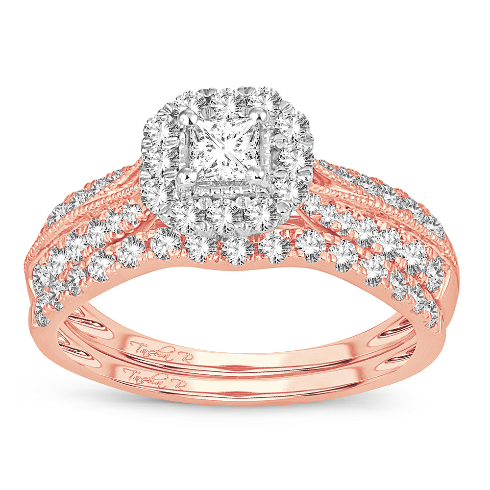Romantic 14k Rose Gold Lab Diamond Bridal Ring (1CT)
