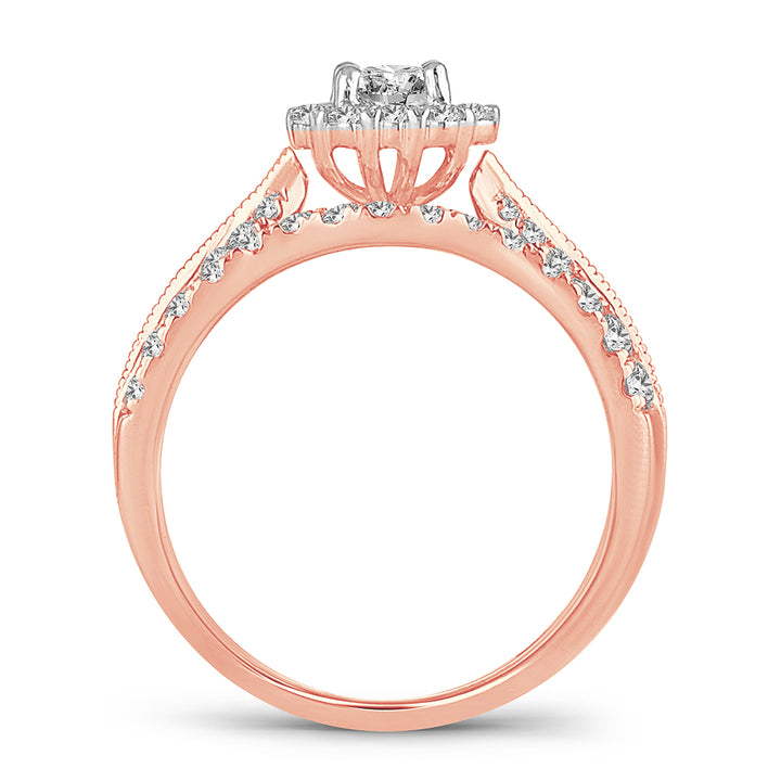 Romantic 14k Rose Gold Lab Diamond Bridal Ring (1CT)