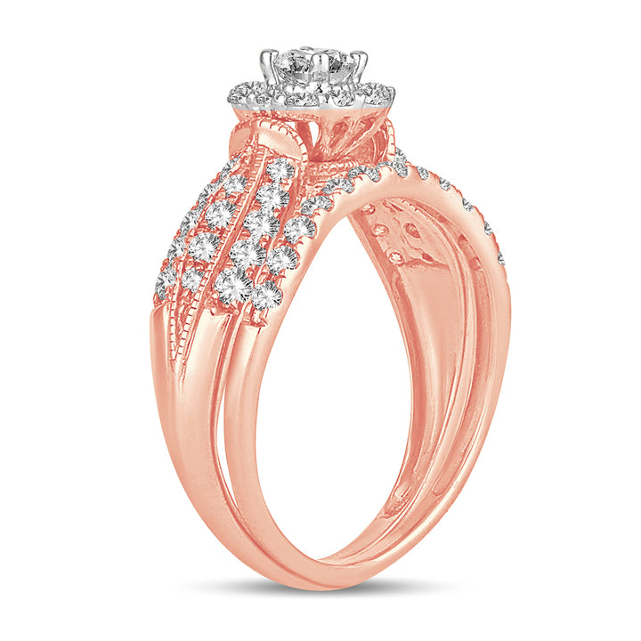 14k Rose Gold 1CT Lab Diamond Bridal Ring