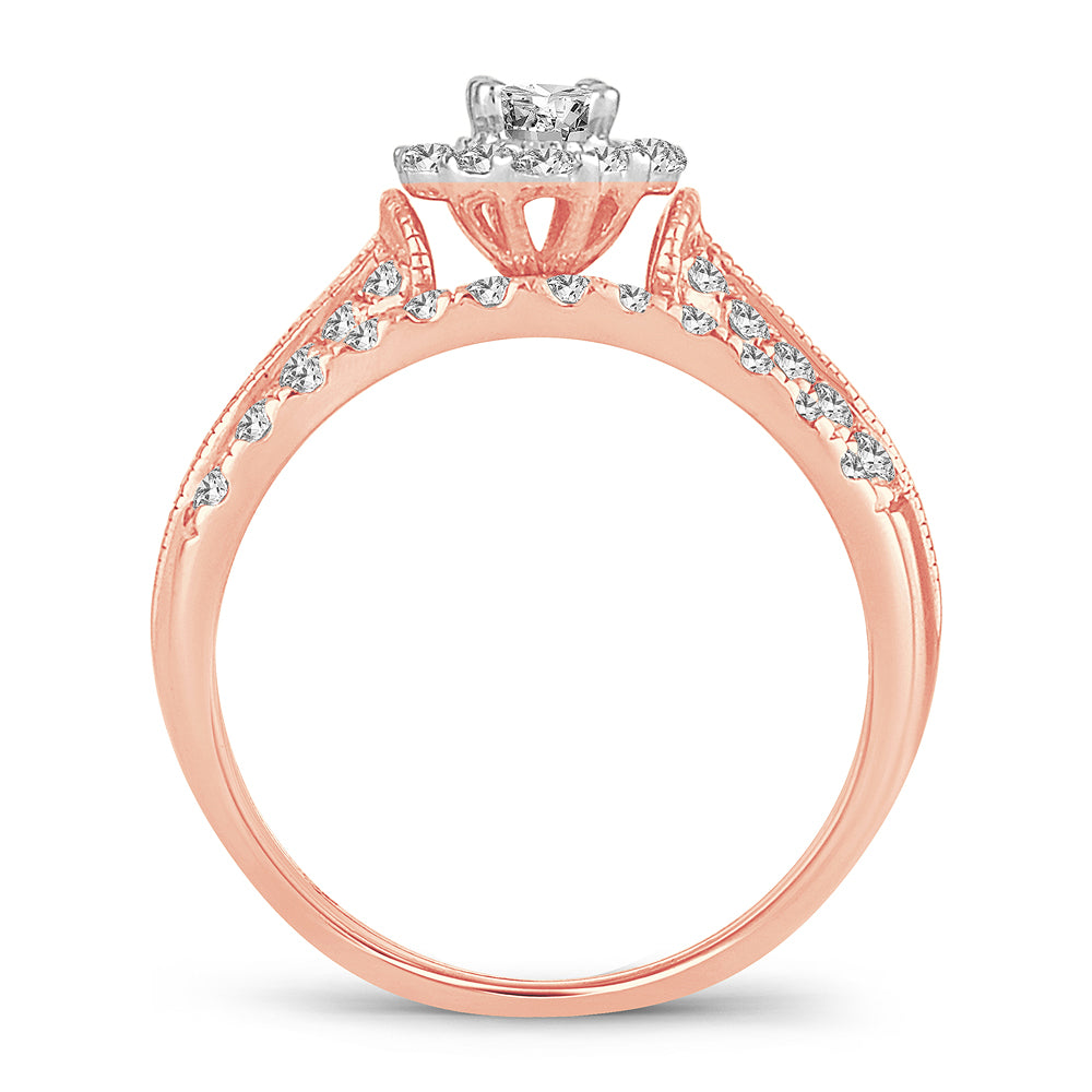 14k Rose Gold 1CT Lab Diamond Bridal Ring