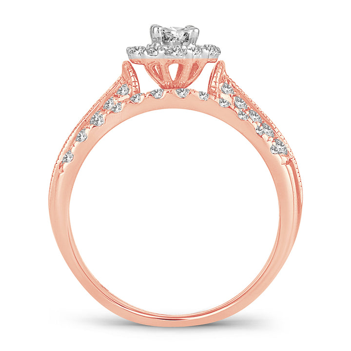14k Rose Gold 1CT Lab Diamond Bridal Ring