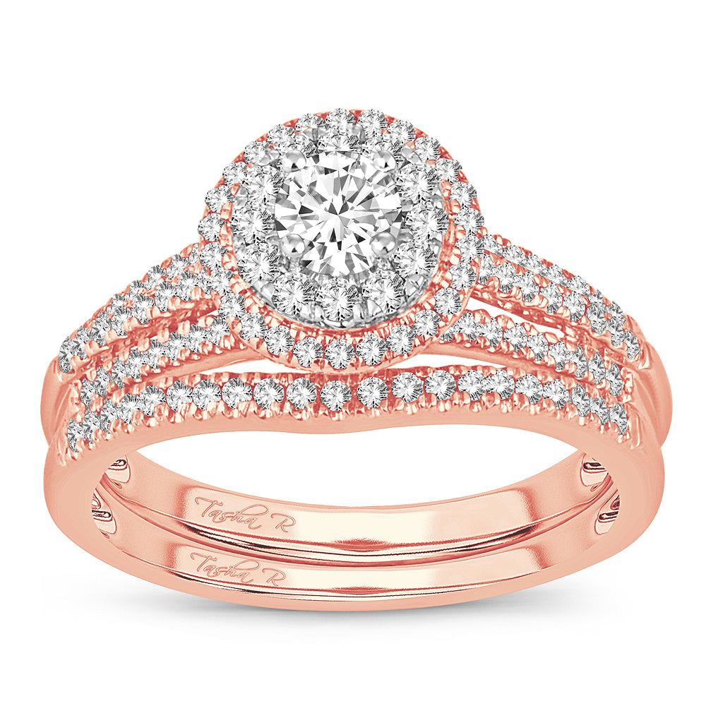 Romantic 14k Rose Gold Lab Diamond Bridal Ring (0.75CT)