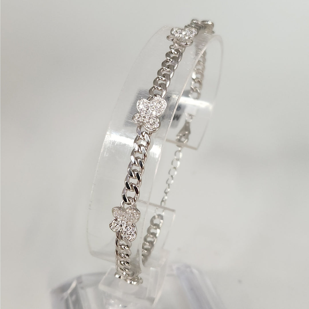 925 Sterling Silver Moissanite Butterfly Cuban link bracelet 8"
