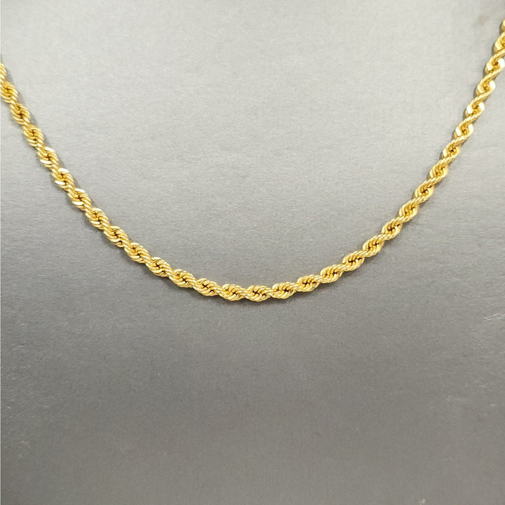 Beautiful 21k Yellow Gold Rope Chain Necklace 22"